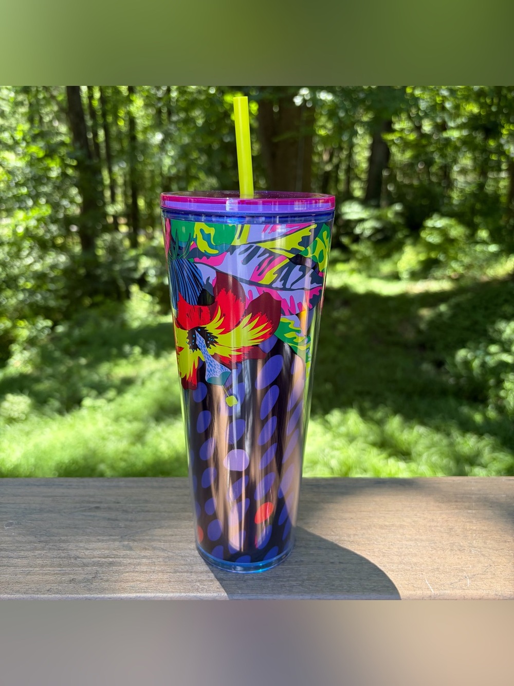 Starbucks Summer 2023 Blue Hawaii Floral Hibiscus Cold Cup Tumbler Venti 24 oz